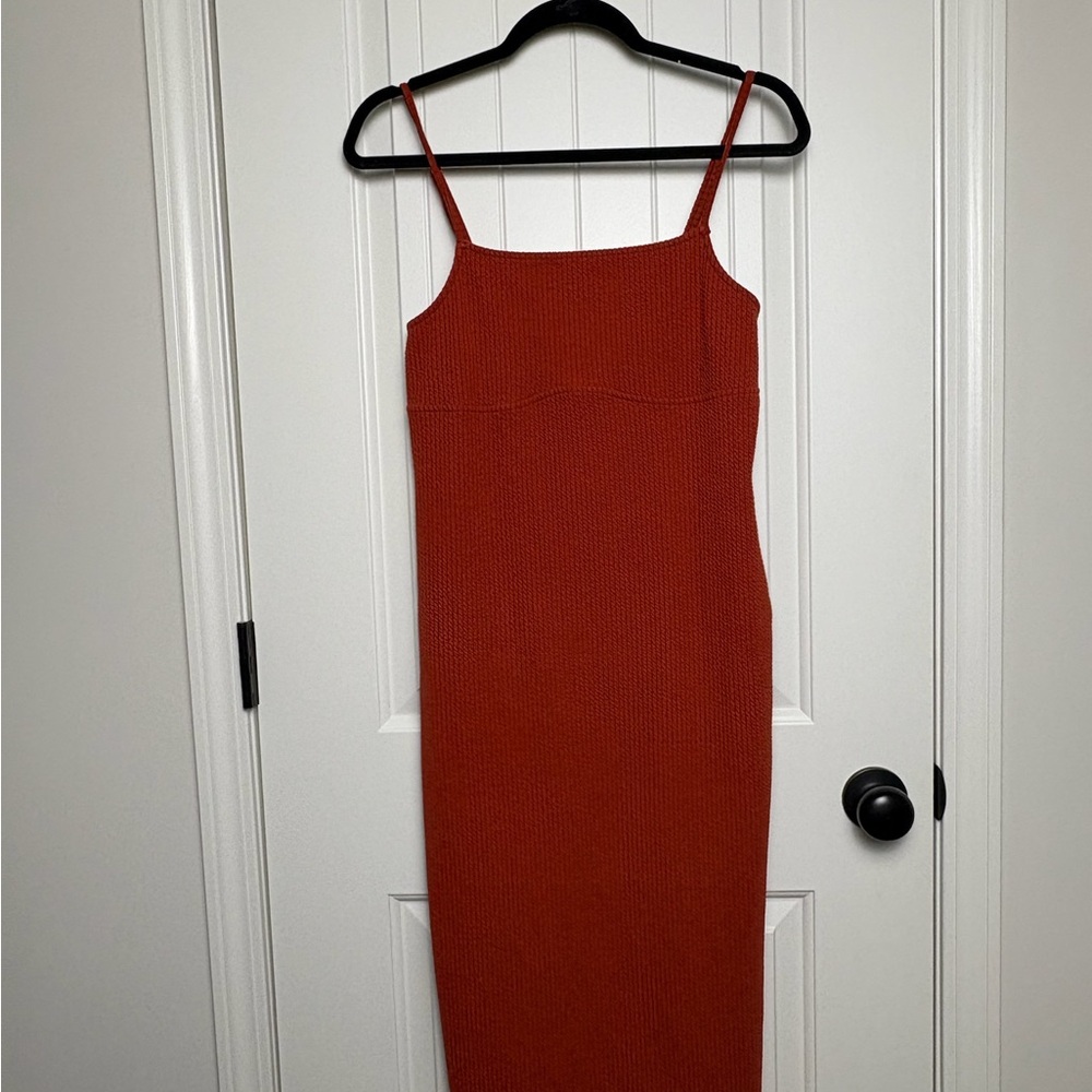 Forever 21 Burnt Orange Ribbed Midi Dress